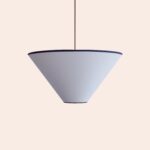 Blue Tonal Trim Cone Shade (40 cm, Cotton Canvas with Velvet Edge Trim)