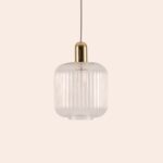 Clear Ribbed Glass Shade Ceiling Pendant