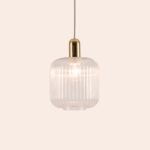 Clear Ribbed Glass Shade Ceiling Pendant - Image 2