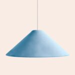 Damson Blue Check‑Lined Cone Shade (60 cm Oversized Canvas Pendant Shade)