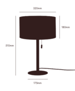 Wood & Brass Disk Table Lamp (E27 Linen Shade, Walnut Base & Brushed Brass Stem) - Image 8