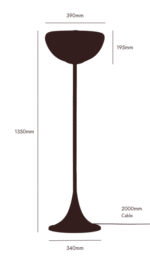 Jam Red Glass Bowl Floor Lamp (Glossy Retro Base, Ambient Dome Light, E14) - Image 7