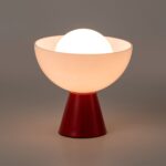Jam Red Dome Cordless Table Lamp (Portable Ambient Light, Rechargeable, Opal Glass Dome) - Image 2