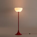 Jam Red Glass Bowl Floor Lamp (Glossy Retro Base, Ambient Dome Light, E14) - Image 2