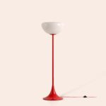 Jam Red Glass Bowl Floor Lamp (Glossy Retro Base, Ambient Dome Light, E14)