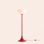 Jam Red Glass Bowl Floor Lamp (Glossy Retro Base, Ambient Dome Light, E14) - Image 9