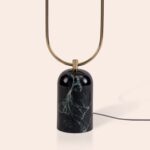 Olive Green Marble Curve Floor Lamp (Marble Base, Dual Brass Arms, Opal Shades) - Image 12