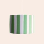 Pool Blue & Olive Green Striped Drum Shade (35 cm, Bold Graphic Canvas)