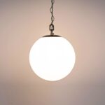 Brass Round Opaline Ceiling Pendant - Image 2