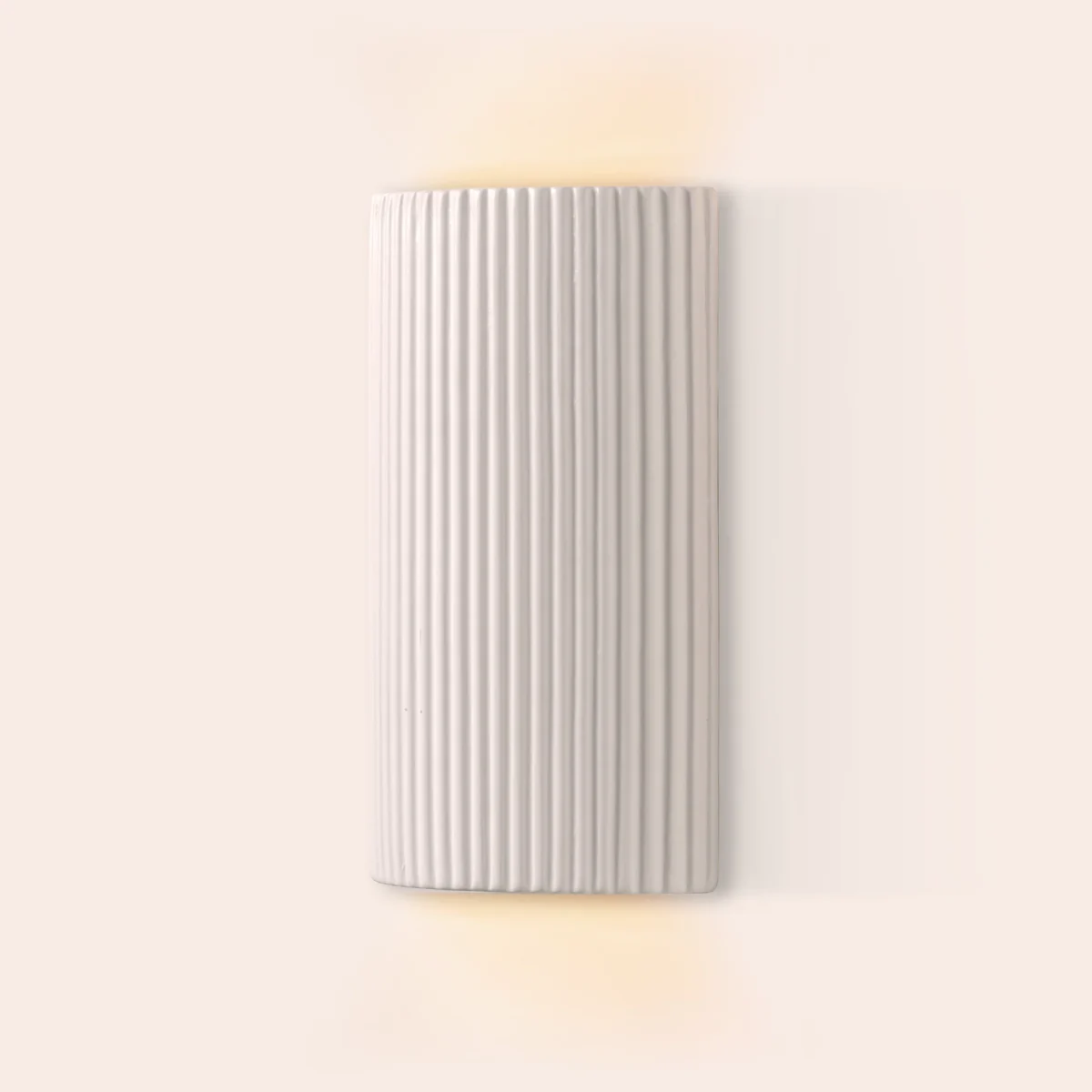 White Ribbed Ceramic Pillar Wall Light (IP44, G9 Twin‑Bulb Sconce) - Image 3