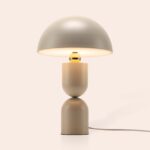 Sand Grey Dome Mushroom Table Lamp (Integrated LED, 1970s Revival Design) - Image 3