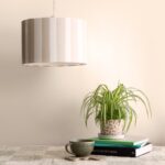 Sand Grey & Marshmallow Striped Drum Shade (35 cm, Hand‑Drawn Stripe Canvas) - Image 4