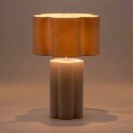 White Flower Ceramic Table Lamp (E14 Linen Shade, Sculptural Petal Ceramic Base) - Image 2