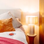 White Flower Ceramic Table Lamp (E14 Linen Shade, Sculptural Petal Ceramic Base) - Image 7