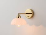 White Flower Sconce Wall Light (Adjustable Shade, Brass & Opal Glass, E14) - Image 4