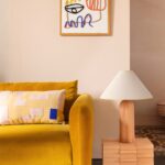 Yellow Tonal Trim Cone Shade (40 cm, Sunny Canvas with Velvet Edge Trim) - Image 2