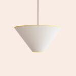 Yellow Tonal Trim Cone Shade (40 cm, Sunny Canvas with Velvet Edge Trim)