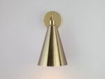 Brass cone shade wall light - Image 2