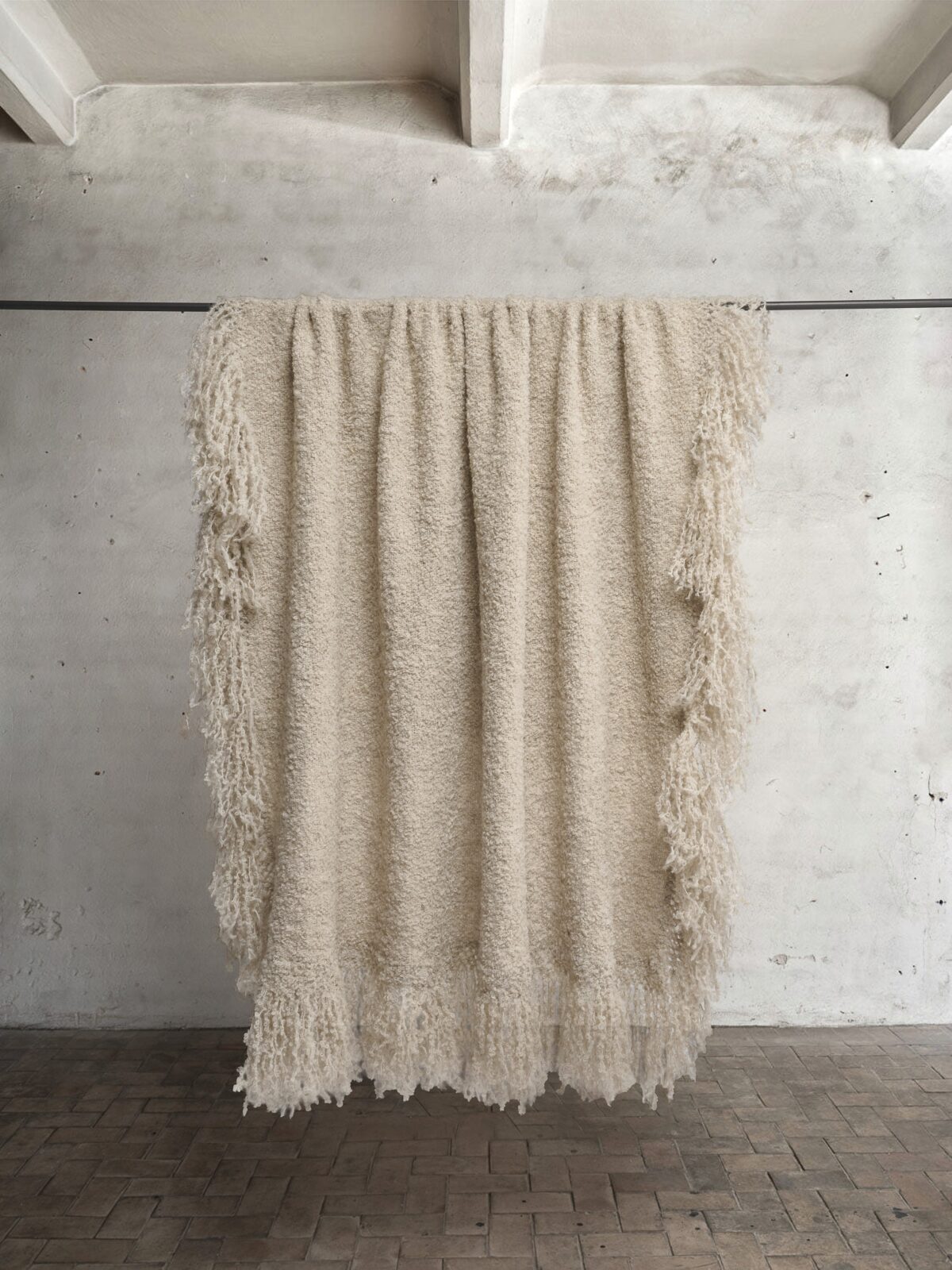 Beige Soft Wool Throw Blanket - Image 1