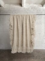 Beige Soft Wool Throw Blanket