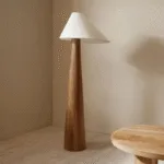 Holza Floor Lamp — Sculptural Wood Base with Textured Shade - Image 5