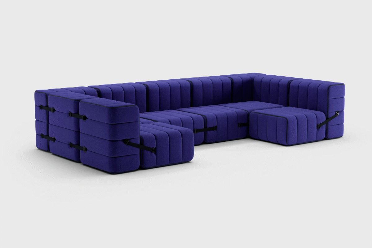 Curt Set 15 Modular Lounge — “Jet” Fabric Large Landscape Sofa - Image 2