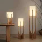 Zenic Floor Lamp — Organic Wood Frame with Fabric Shade - Image 8