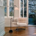 Malti Floor Lamp — Curved Silhouette with Cloth Shade & LED - Image 12
