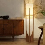 Zenic Floor Lamp — Organic Wood Frame with Fabric Shade - Image 4