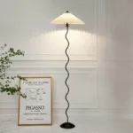 Squiggle Floor Lamp — Playful Wavy Stem with Empire Shade