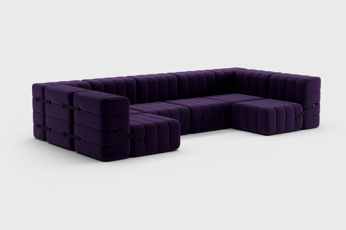 Curt Set 15 Modular Lounge — “Jet” Fabric Large Landscape Sofa - Image 4