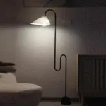 Malti Floor Lamp — Curved Silhouette with Cloth Shade & LED