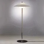 Oriel Floor Lamp — Slim Metal Frame with Wide Conical Shade