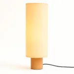 Svetlina Floor Lamp Sculptural Wood Base & Fabric Shade - Image 2