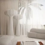 Himins Floor Lamp — Sculptural Tripod LED in Silk Fabric - Image 5