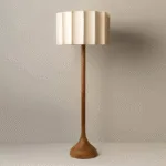 Zasta Floor Lamp — Solid Wood Base with Pleated Cloth Shade - Image 4