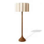 Zasta Floor Lamp — Solid Wood Base with Pleated Cloth Shade - Image 3