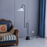 Malti Floor Lamp — Curved Silhouette with Cloth Shade & LED - Image 9