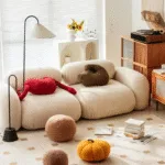Malti Floor Lamp — Curved Silhouette with Cloth Shade & LED - Image 6