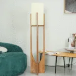 Zenic Floor Lamp — Organic Wood Frame with Fabric Shade