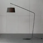 Gamela Floor Lamp — Sleek Cantilever LED with Black Fabric Shade