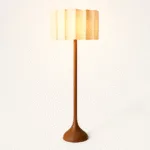 Zasta Floor Lamp — Solid Wood Base with Pleated Cloth Shade - Image 2