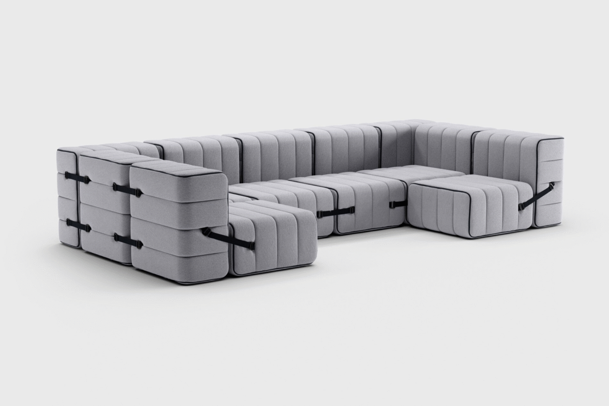Curt Set 15 Modular Lounge — “Jet” Fabric Large Landscape Sofa - Image 1