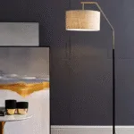 Saiga Floor Lamp — Sleek Iron Frame with Fabric Drum Shade - Image 4