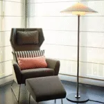 Oriel Floor Lamp — Slim Metal Frame with Wide Conical Shade - Image 4