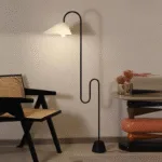 Malti Floor Lamp — Curved Silhouette with Cloth Shade & LED - Image 16