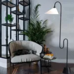 Malti Floor Lamp — Curved Silhouette with Cloth Shade & LED - Image 5