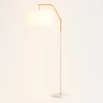 Saiga Floor Lamp — Sleek Iron Frame with Fabric Drum Shade - Image 2