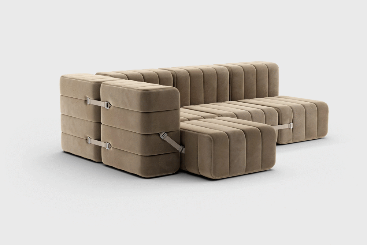 Curt Set 9 Modular Sofa — “Barcelona” Velvet 9-Module Family Lounge - Image 1