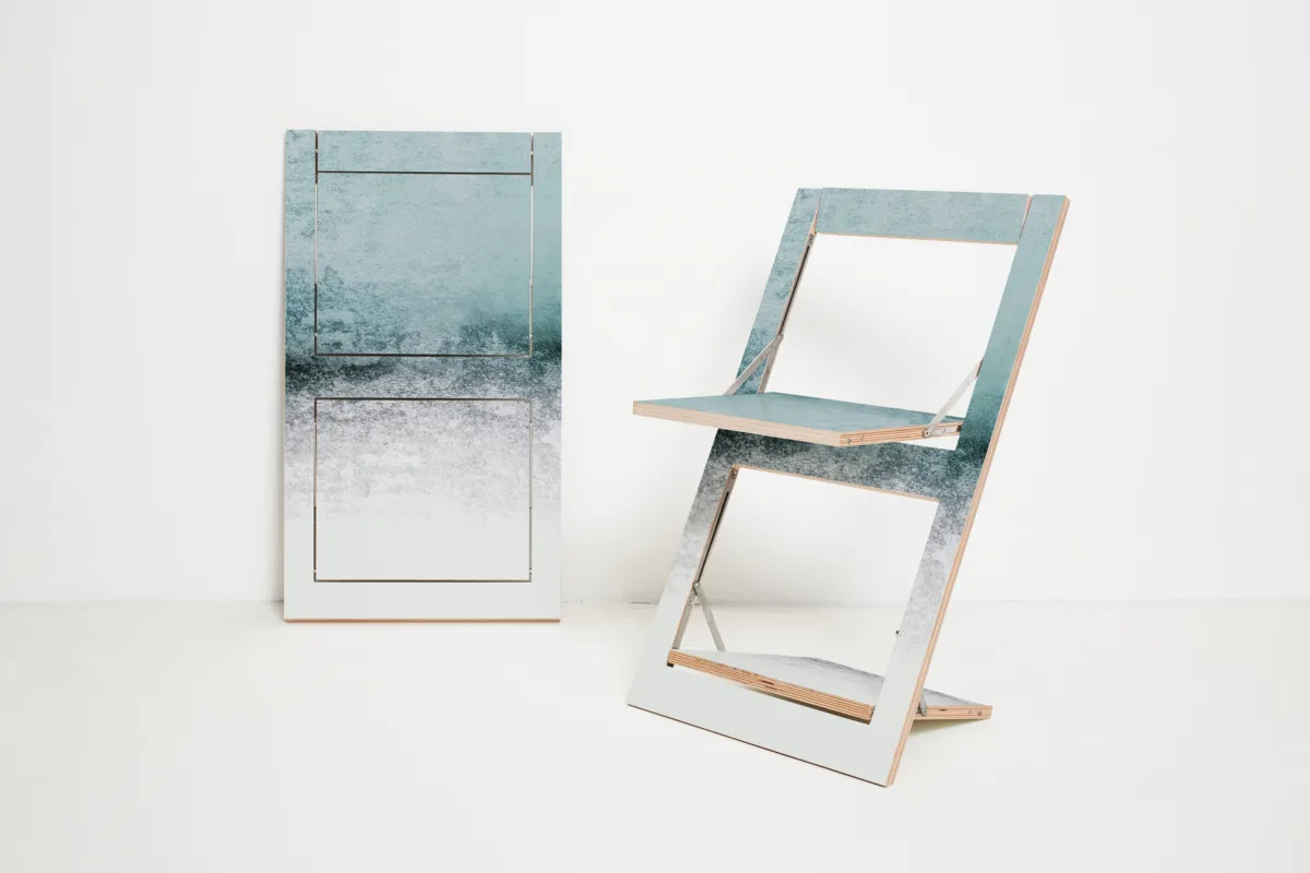 Fläpps Folding Chair — “Snowdreamer” Birch Plywood Design Print - Image 1